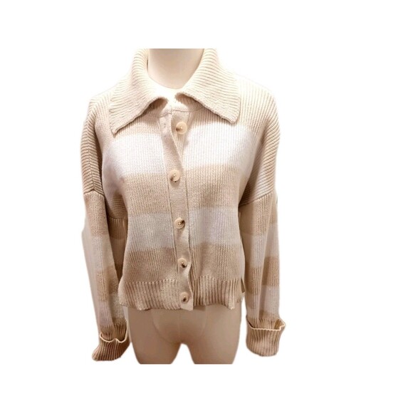 Jessica Simpson Women's Button Up Cardigan Sweater Size XL Cream And Tan - Picture 1 of 6